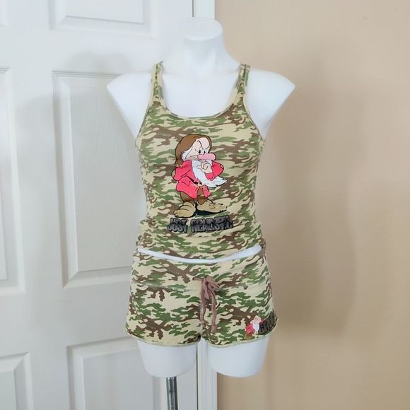 Disney Other - Disney Grumpy camouflage tank & shorts PJ set  S